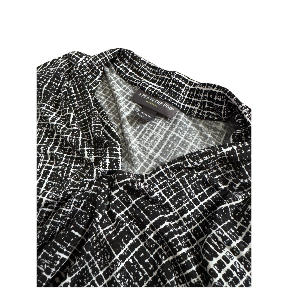 A Pea in the Pod Women's Black White Striped Long Sleeve Tunic Top Size Medium